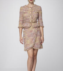 Italian Bouclé Signature Tweed Suit-Tailored Jacket & Skirt Suit