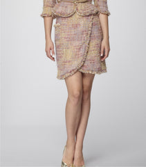 Rose Italian Bouclé Tweed Envelope Skirt with featured Patch Pockets. Can be sold with matching Rose Italian Bouclé Tweed Jacket-Style No. 2JC5 to make a Suit