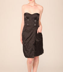 Strapless Crinkle Poly Mini Wrap Dress