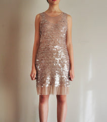 Striking Nude Paillette Dress