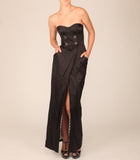 Strapless Crinkle Poly Long Wrap Dress